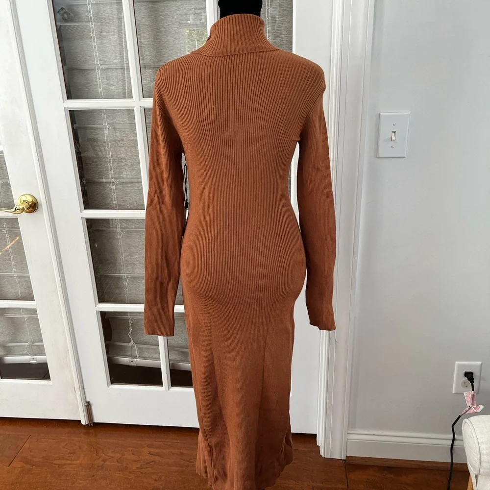 Astr Camel Ribbed Knit Dress - Picture 7 of 11